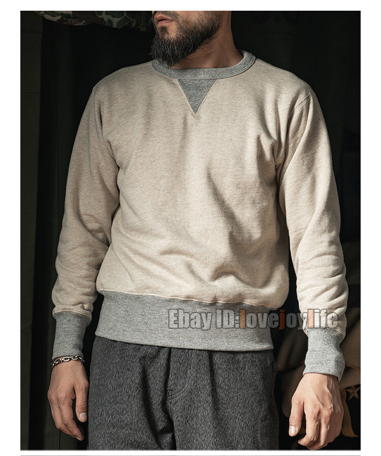 Bronson 1930's V-Neck Insert Boxing Sweatshirt Men Pullover Cotton