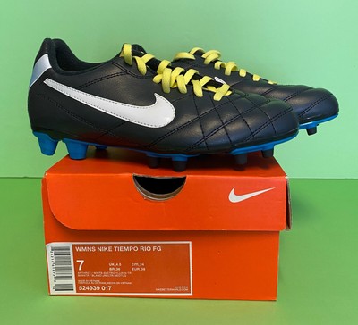 Nike Tiempo Rio FG Womens Soccer Cleats - Size 7 - NEW -  Black/White/Yellow/Blue | eBay