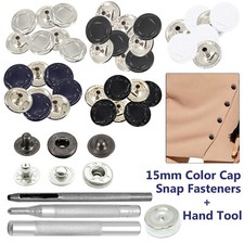 S Spring Press Studs Snap Fasteners with Hand Tool for Leather Jackets Coat 15mm