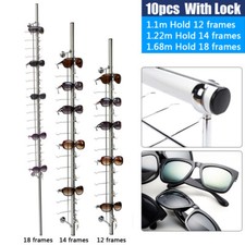 8/10 Pcs Aluminium Lockable Eyewear Eyeglasses Sunglasses Display Rod Frame Rack