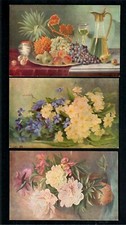 GRbb Ger. 3 pcs Color Souvenir Series 211,18,19  Table Flowers Vases Wine Fruit