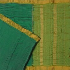 Vintage Green Sarees 100 Pure Cotton Zari Handwoven Sari 6YD Decor Craft Fabric