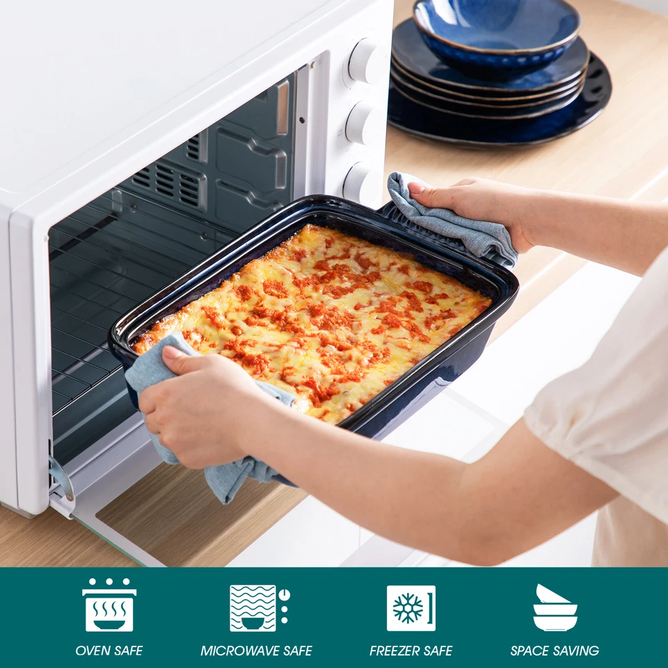 vancasso STARRY Blau Auflaufform mit Deckel Brotbackform Steingut Lasagneform - Bild 3 von 4