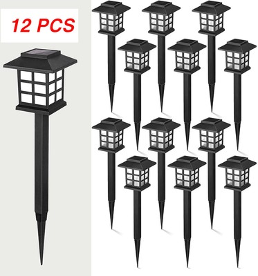 12PCS Solar LED Pathway Lights Set Outdoor Path Light Yard Garden Walkway Lamp