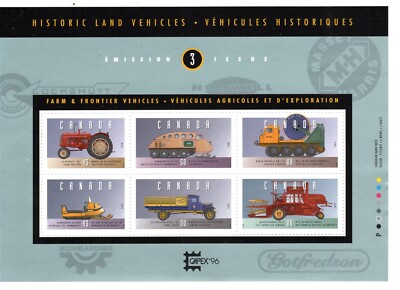 Canada Stamp Scott #1552, Historic Vehicles #3, Souvenir Sheet of 6 MNH SCV$7.00