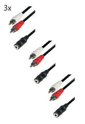 3x 0.2m Audio Verbindung Kabel Cinchstecker Klinkenkupplung 3,5 mm stereo A380,2