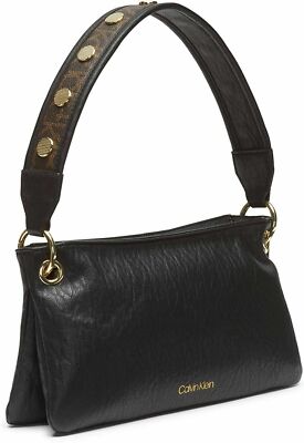 Calvin Klein Shoulder Bag $138 NWT Black with Signature Logo Crossbody Strap Zip