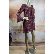 NWT MINKPINK Magic Carpet Dress Purple Paisley Bell Sleeve M