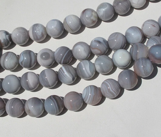 Natural Botswana Blue Gray Agate Beads Polished Rounds 12mm 16