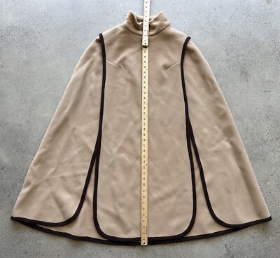 Vintage 1960's Danico Model Brown 100% Wool Mock Neck Retro Cape