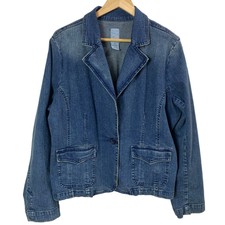 Bb's Closet Size 3x Women's Denim Jacket Blue Cotton Faded Distressed