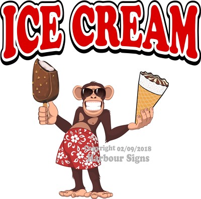 Ice Cream DECAL (Choose Your Size) Monkey Concession Food Truck Vinyl Sticker 