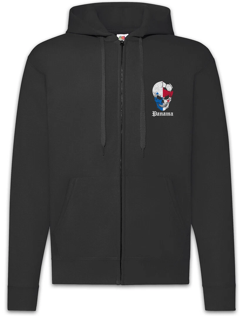 Panama Football Skull I Zipper Hoodie panamanian Soccer Flag World Championship