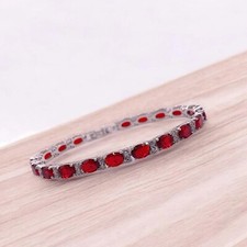 Red Ruby July Birthstone Oval Cut White Gold Bracelet - Free Gift Box Included