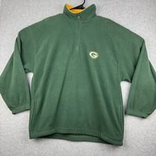 Green Bay Packers Men  s Football NFL Green Gold Fleece 1/4 Zip Pullover Size Med