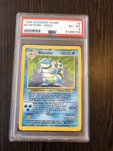 PSA 6 Blastoise #2/102 Base Set Holo Rare 1999 Pokemon Card Game Vintage