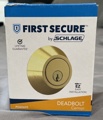 First Secure Deadbolt Bright Brass