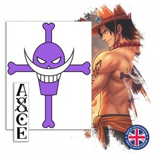 UK Temporary Tattoos Cosplay Realistic Portgas D. Ace One Piece Tatto FULL SET