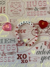 Valentine Beaded Bracelet XOXO Girls Kids Jewelry Handmade Valentine Gift