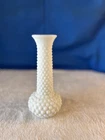 Vintage 1980's EO Brody White Milk Glass M-2000 Hobnail 7.5" Flower Bud Vase