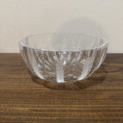 LALIQUE FRANCE 1970'S CERES WHEAT PATTERN LARGE CUT ART GLASS 8 1/4'' BOWL