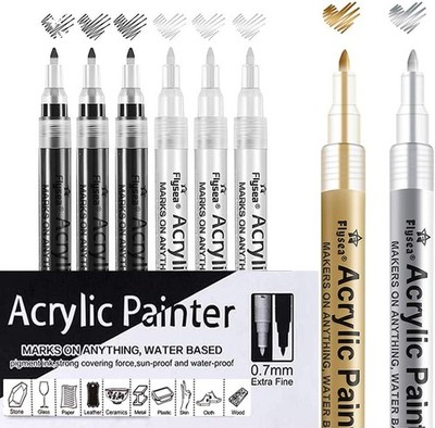 Acrylstifte für Steine Wasserfest, 0.7mm Feine Spitze Acrylstifte Marker Stifte 