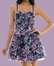 $69 Trixxi Juniors' Embroidered Printed Mesh Fit & Flare PROM Dress 13US
