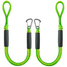 2 PCS 3-Foot Bungee Dock Line, Boat Mooring Ropes, Stainless Steel Clip, Green