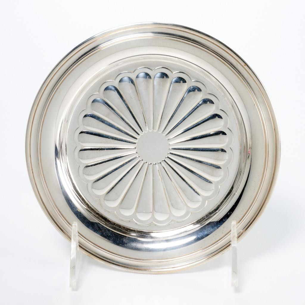 Christofle Silver Plated Wine Bottle Daisy Flower Coaster 6