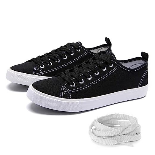 Women's Black & White Canvas Sneakers for Tennis & Casual Wear  -image