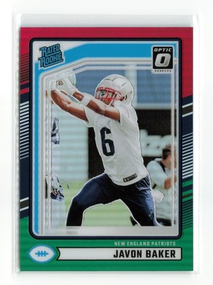 2024 PANINI DONRUSS JAVON BAKER #353 OPTIC RED GREEN RC ROOKIE PATRIOTS
