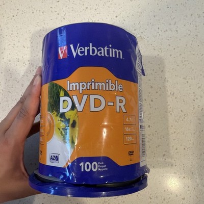 100 x Verbatim DVD Inkjet Printable DVD-R 16X in Spindle 16X 4.7GB #95153
