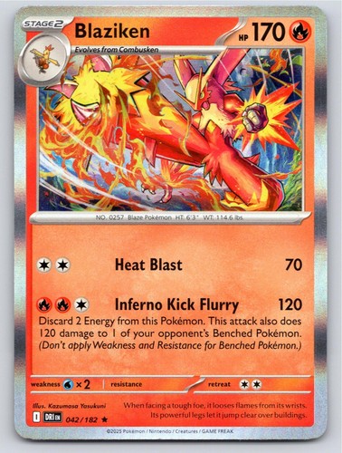 2025 POKEMON BLAZIKEN DESTINED RIVALS 042/182 HOLO RARE NM A43321 FREE S&H