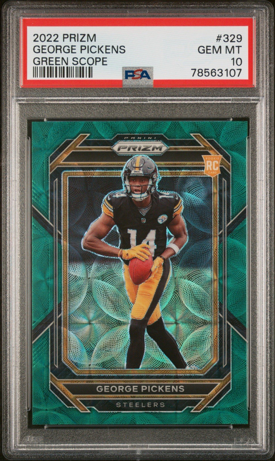2022 Panini Prizm Green Scope Prizm George Pickens Rookie 10/75 PSA 10 #329