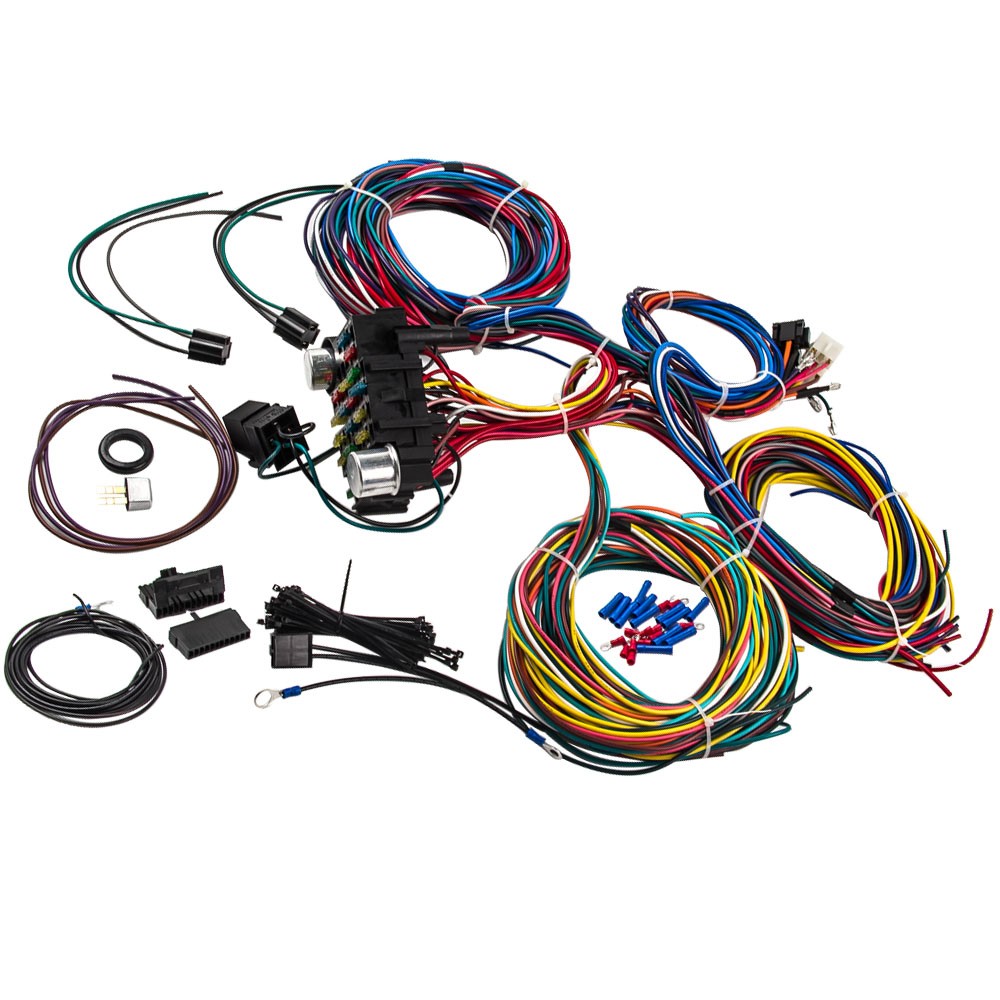 21 Circuit Wiring Harness 17 Fuses Street rod Universal Wire Kit for CHEVY New