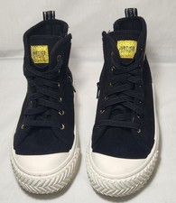 Justice Sport High Top Sneakers Black/White Side Zip Lace Up Kids US 5 EU 37.5
