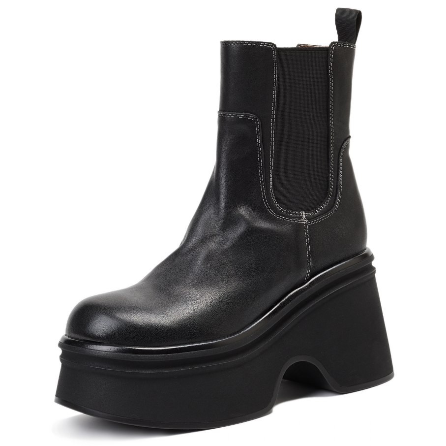 SAOLA Stivaletti donna suola spessa vera pelle Mary Janes plateau alto creepers