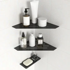 10" Recessed Corner Shower Shelf 2 Packs, Grout Mount Install ation with Soap...