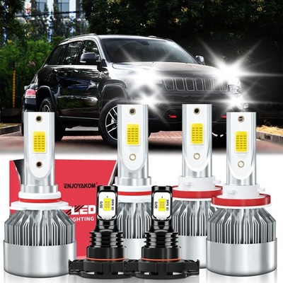 For Jeep Grand Cherokee 2011-2013 LED Headlight Hi/Lo+Fog Light Bulbs 6000K