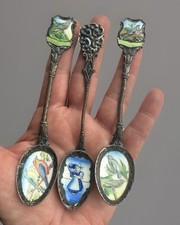 Ancienne cuillère souvenir Klepa Arts Tchécoslovaquie lot de 3 oiseaux vers 1930 hollandais