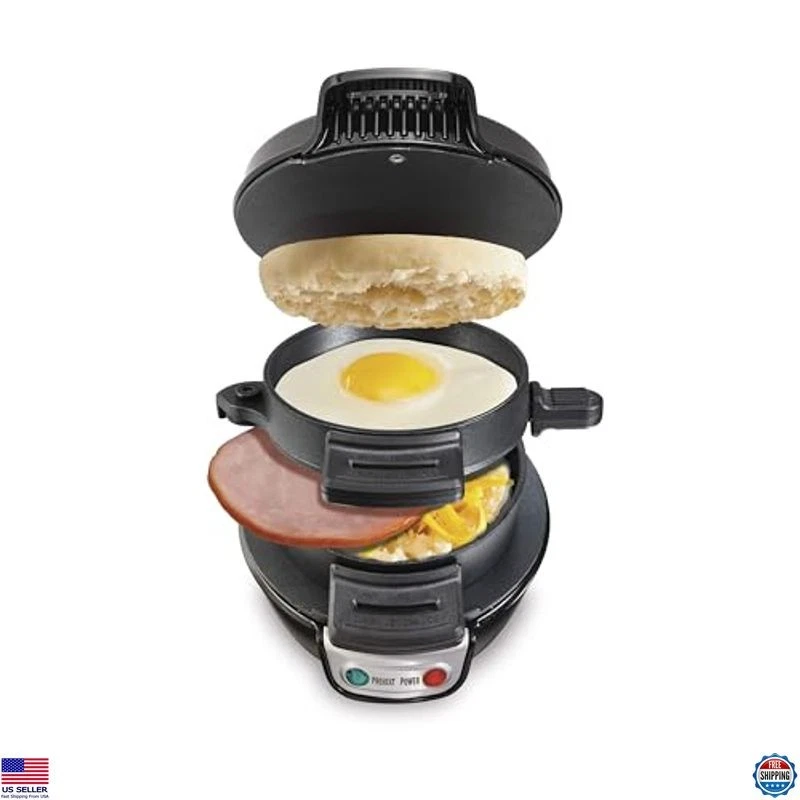 Hamilton Beach Breakfast Sandwich Maker, Egg Cooker Ring, Black, Customizable