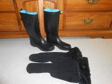 Women's Capelli New York Rubber Boots W/Fleece Liners, Size 9