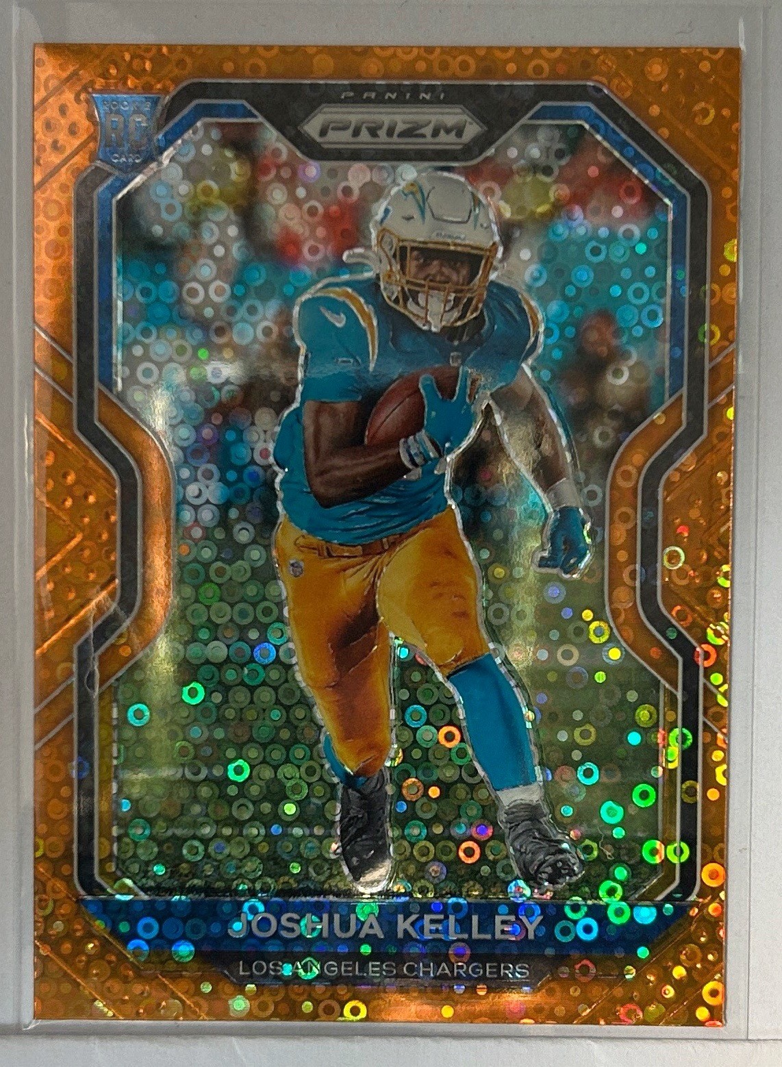 2020 Panini Prizm #326 Joshua Kelley Orange Disco Prizm RC Los Angeles Chargers