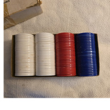 Victory Manufacturing Corp. 100 Plastic Poker Chips Red White Blue Poker Vintage