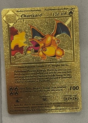 Charizard 120 HP Gold Foil Pokemon Card 4/102 Fan Art | eBay