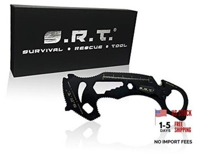 Survival Rescue Tool - 14 Function Premium Rescue Multitool for Everyday Black