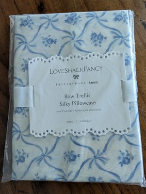 POTTERY BARN TEEN S2 LoveShackFancy Bow Trellis Silky Std Pillowcases-Blue-NWT