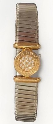 Bvlgari Tubogas Stainless Steel Diamond Bracelet 18K Two-Tone Gold Made In Italy