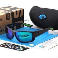 Costa Del Mar Cat Cay Sand Black Frame Green Mirror Polarized 580P Sunglasses