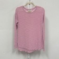Loft Pink Textured Slub Knit Long Sleeve Crew Neck Sweater XS Pastel Casual
